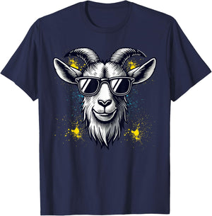 Goat Sunglasses Graphic T-Shirt - T-Shirt | Navy
