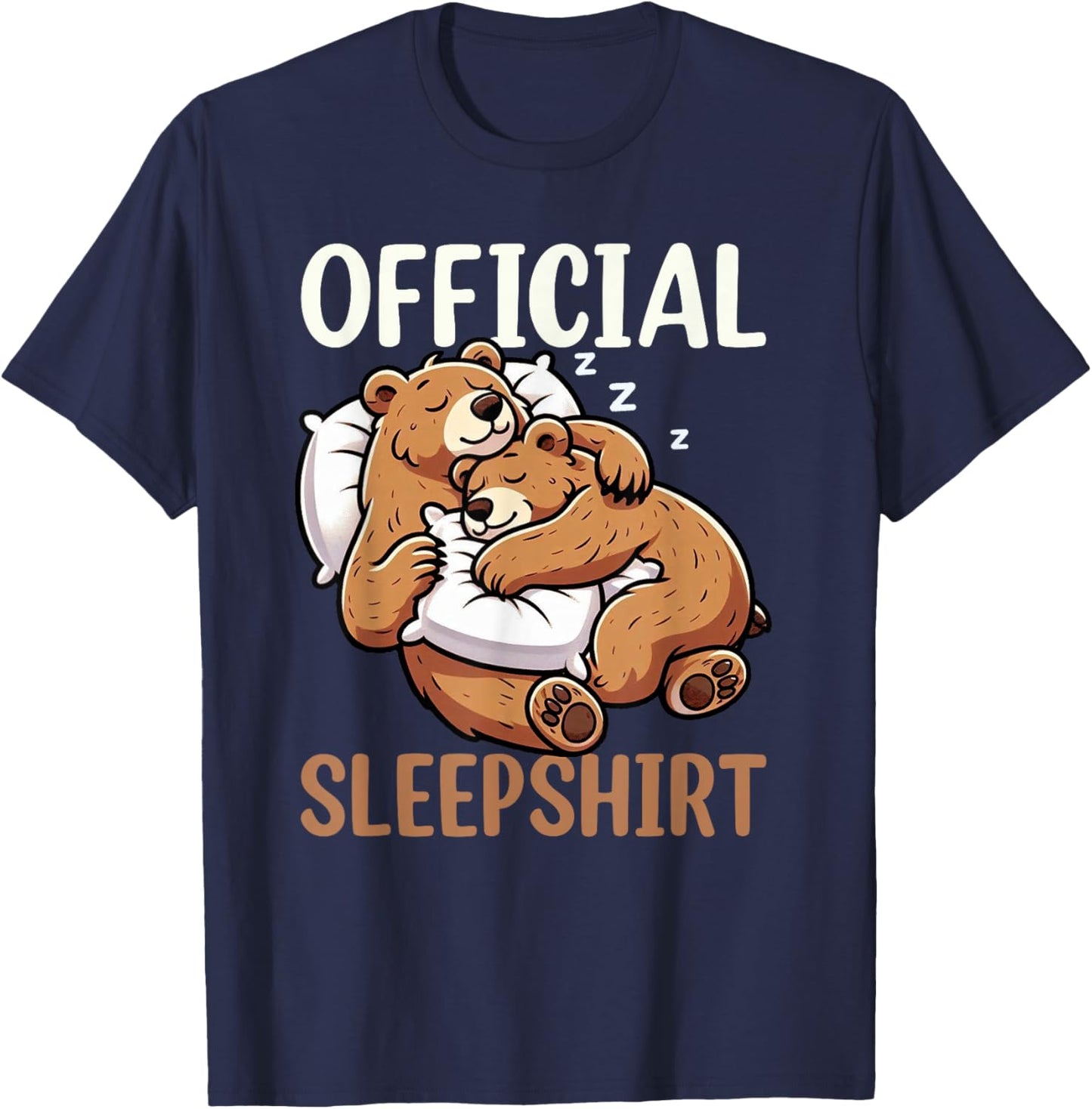 Offizielles Schlafshirt Lustiger Bär Grizzly Nickerchen Schlafanzug T-Shirt - T-Shirt | Navy