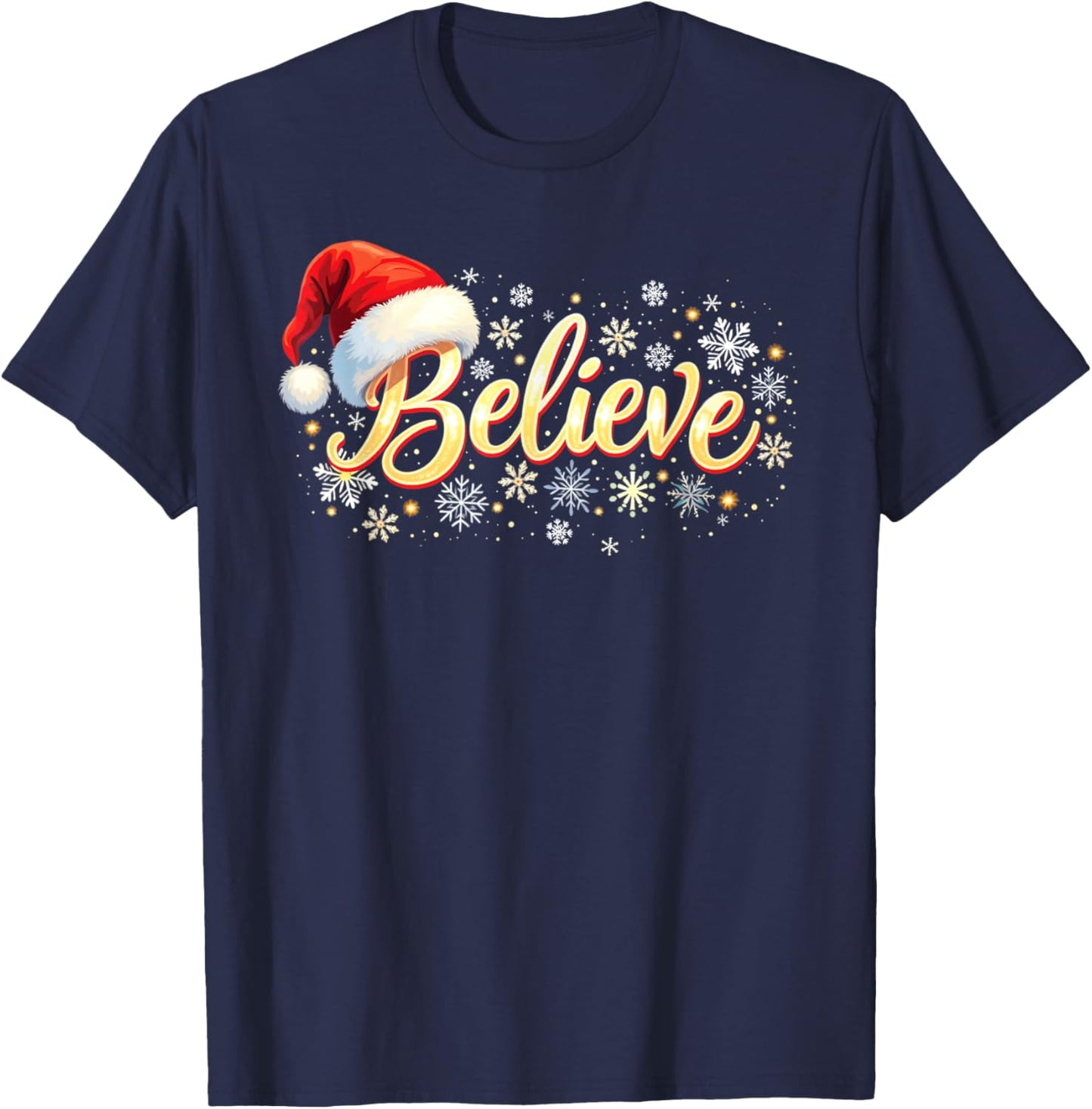 Believe Christmas Shirt Believe Santa T-Shirt - T-Shirt | Navy