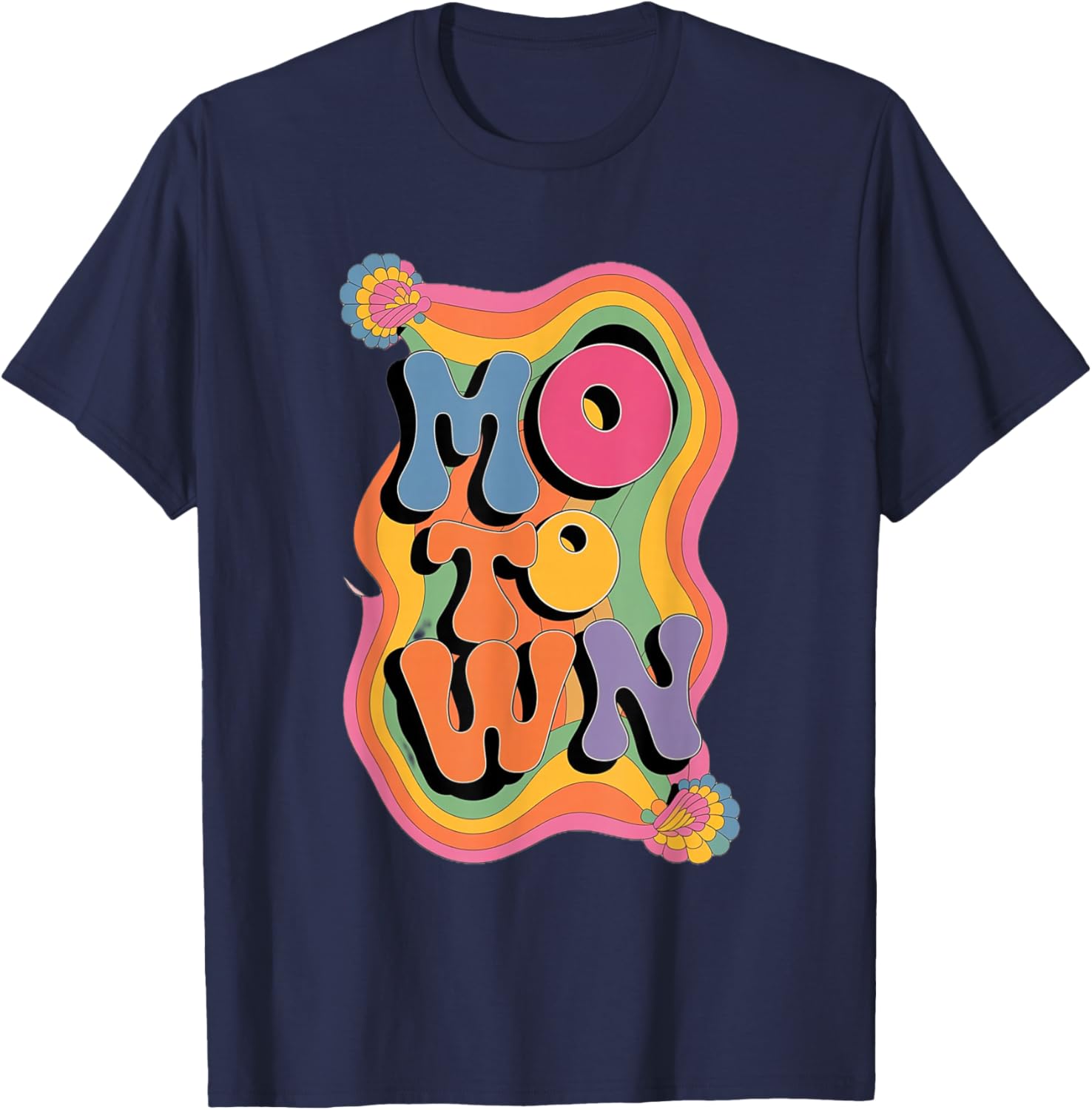 Groovy Motown 60s 70s Vintage Inspired Retro Style T-Shirt - T-Shirt | Navy