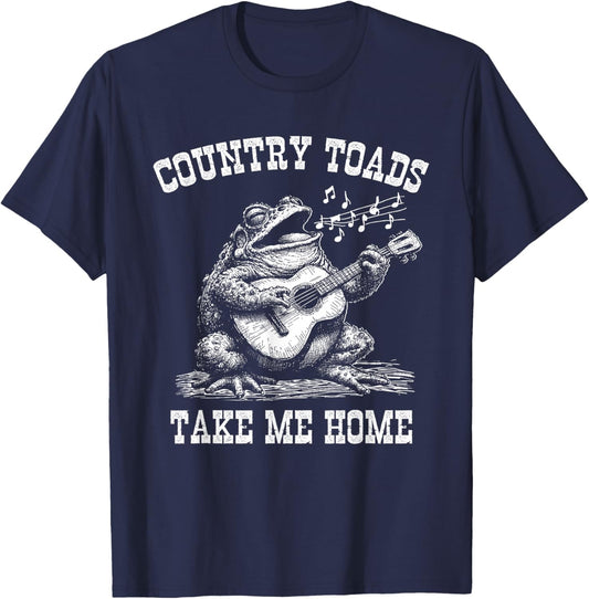 Western Music and Animal Apparel Country Toads Take Me Home Music Festival Singing Toad T-Shirt - T-Shirt | Navy
