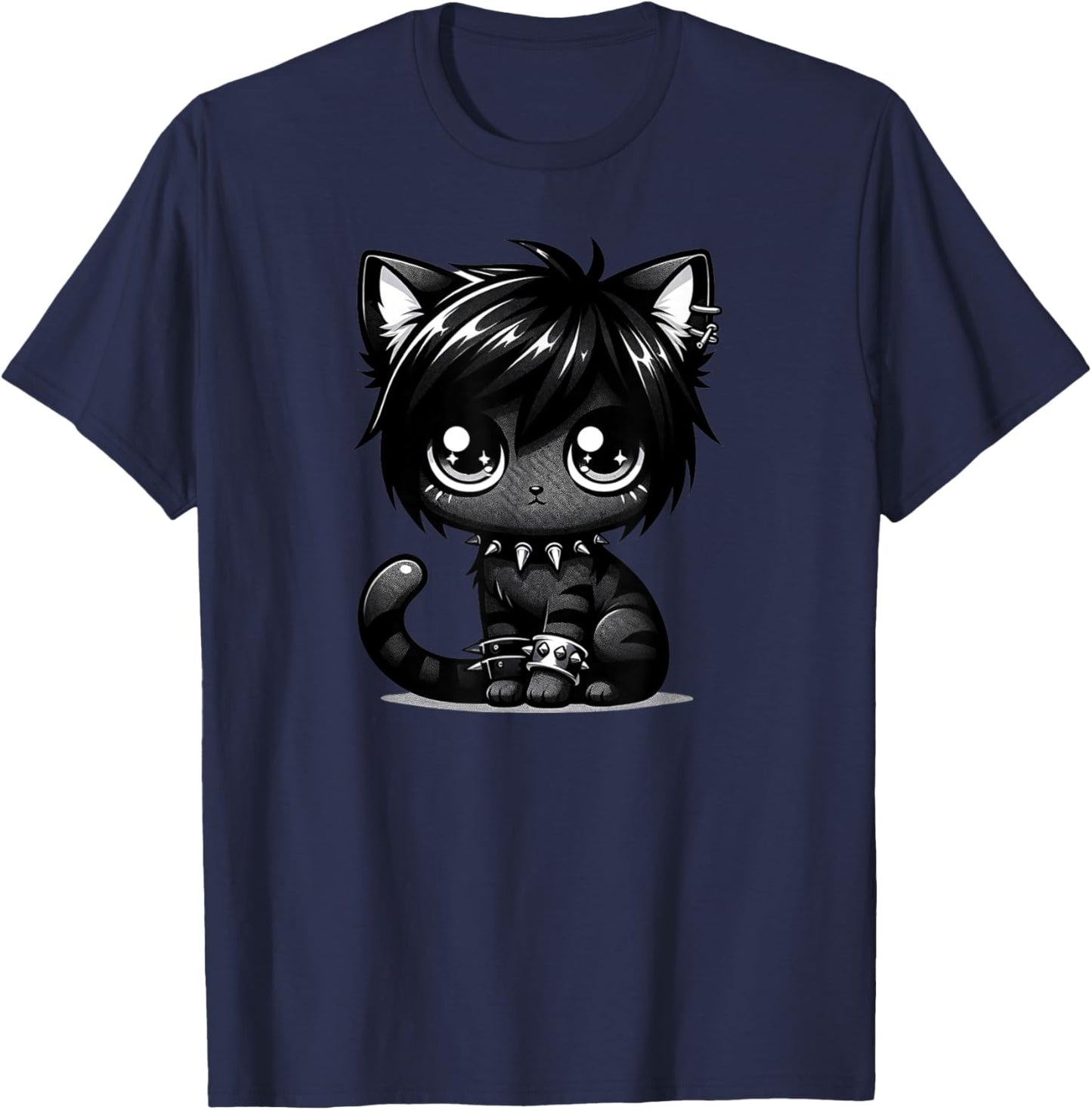 Kawaii Anime Emo Cat Kitty Kids T-Shirt - T-Shirt | Navy