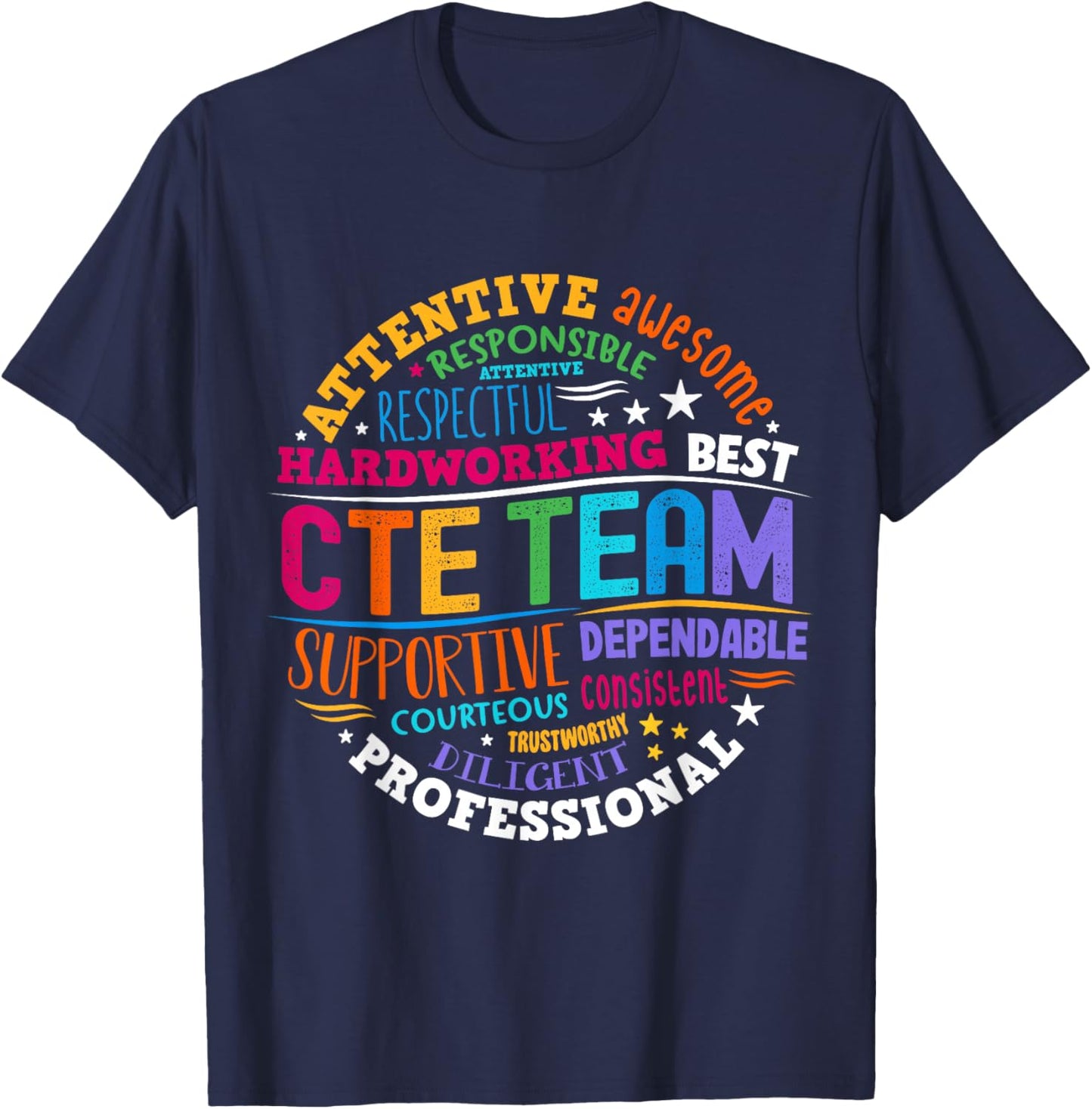 Groovy CTE Team Teacher Back To School Teachers Students T-Shirt - T-Shirt | Navy