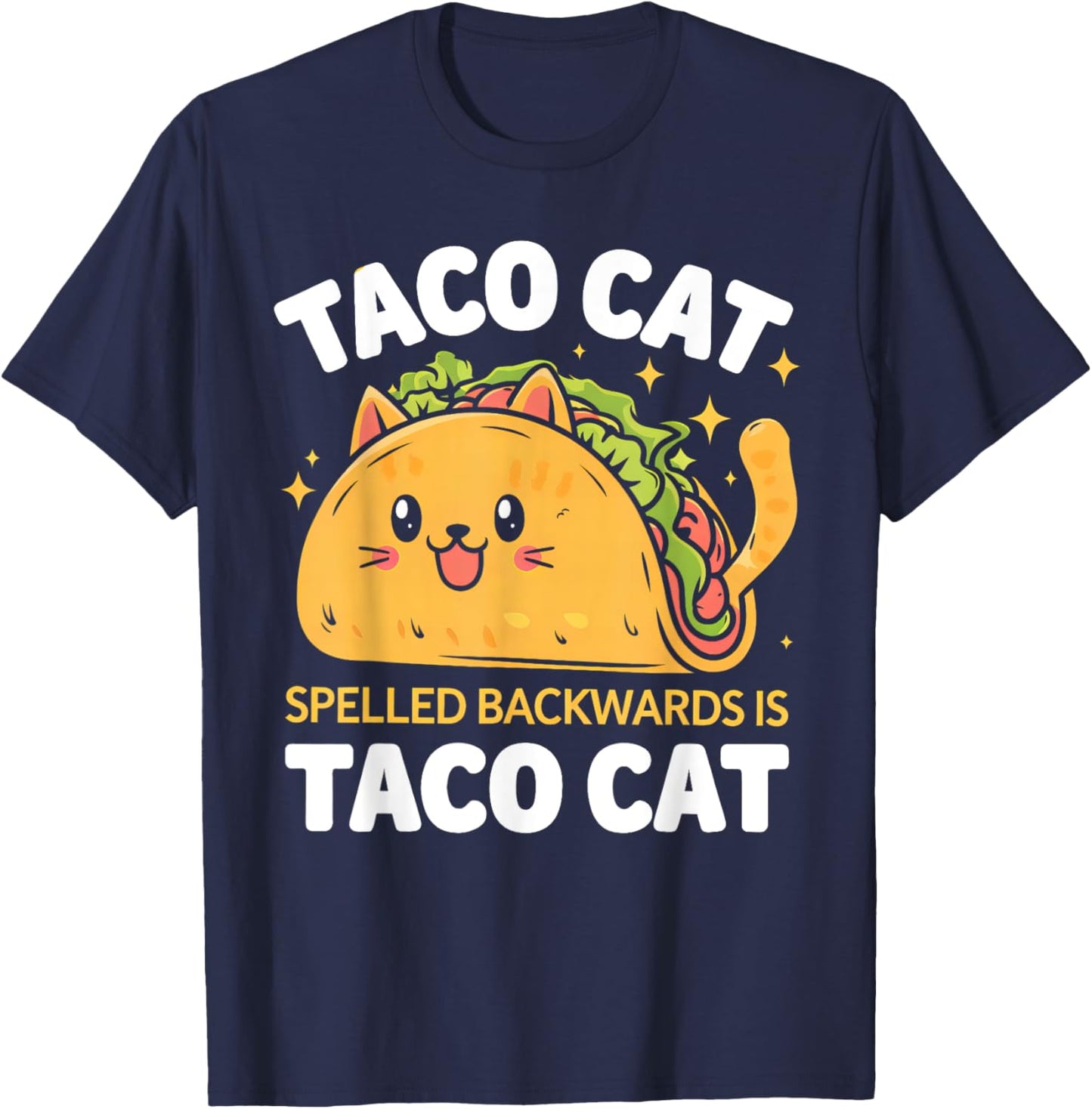 Tacocat Spelled Backwards Funny Taco Cat Cinco De Mayo Cat T-Shirt - T-Shirt | Navy