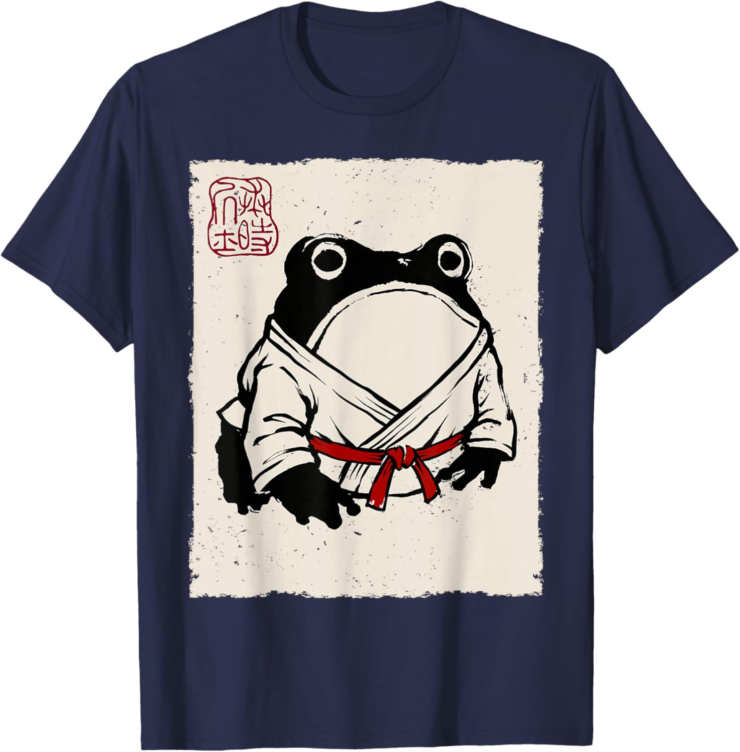 Grumpy Frog Funny Karate Judo MMA Jiu Jitsu Anime Japanese T-Shirt - T-Shirt | Navy