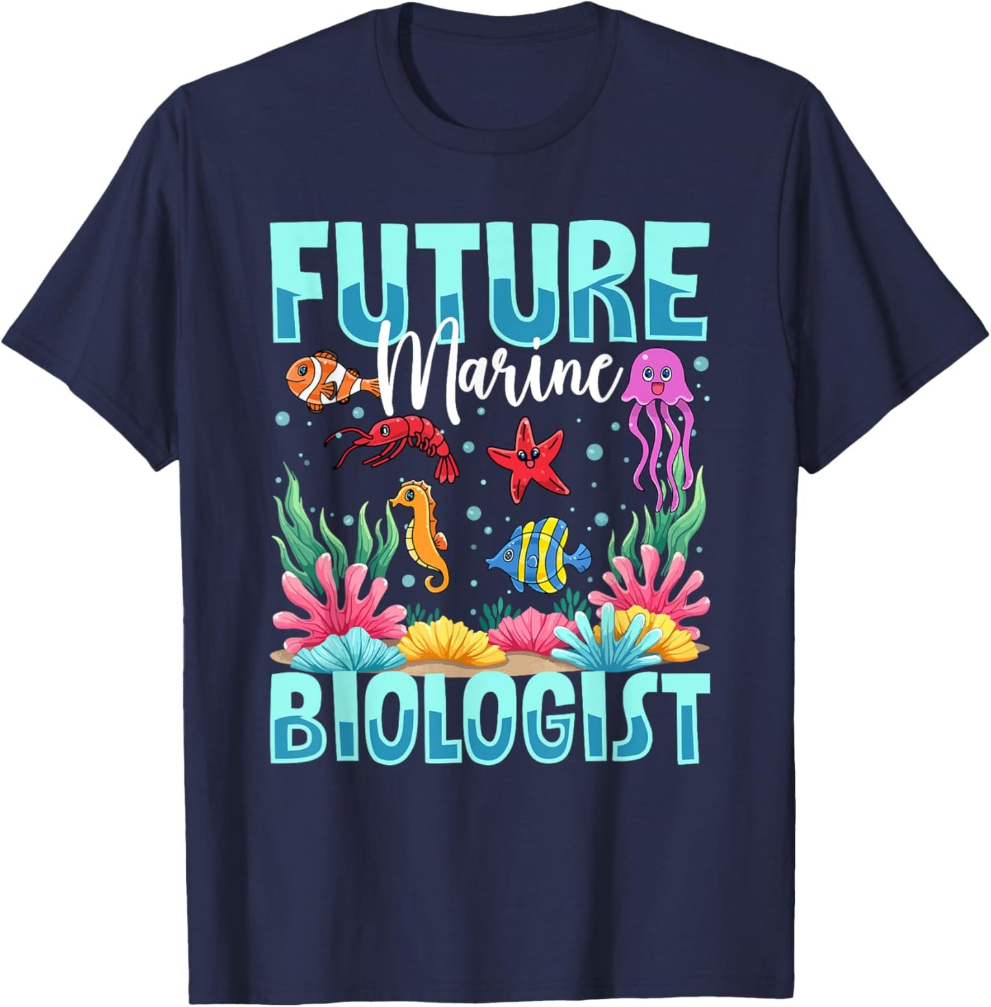 Future Marine Biologist Ocean Life Kids T-Shirt - T-Shirt | Navy