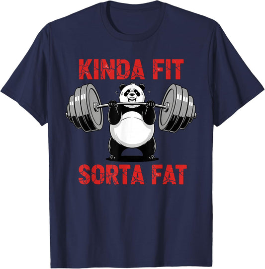 Powerlifting Fat Guy Shirt Kinda Fit Sorta Fat Panda T-Shirt - T-Shirt | Navy