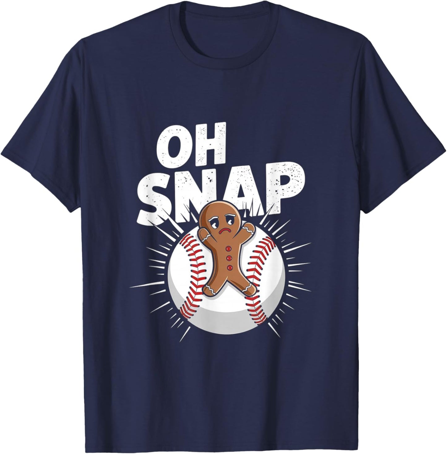 Oh Snap Christmas Baseball Gingerbread T-Shirt - T-Shirt | Navy