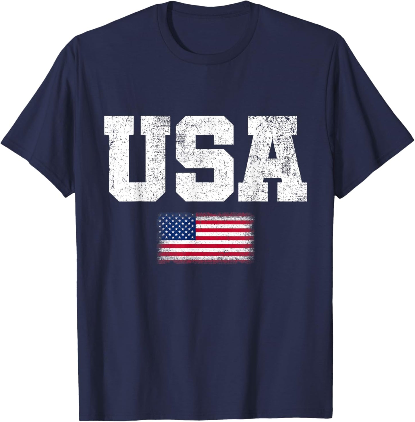 USA Men Women Patriotic American US Flag July 4th T-Shirt - T-Shirt | Navy