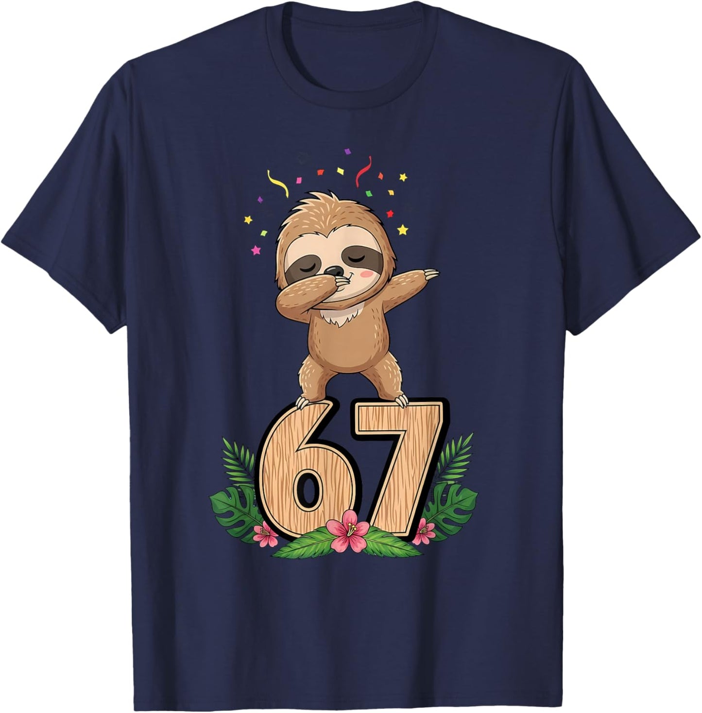 Six Seven Meme Dabbing Baby Faultier 67 Lustiges Gen Z Alpha T-Shirt - T-Shirt | Navy
