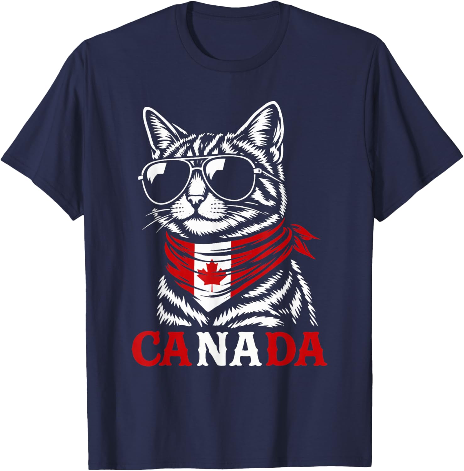 Canadian Flag Funny Cat Canada T-Shirt - T-Shirt | Navy