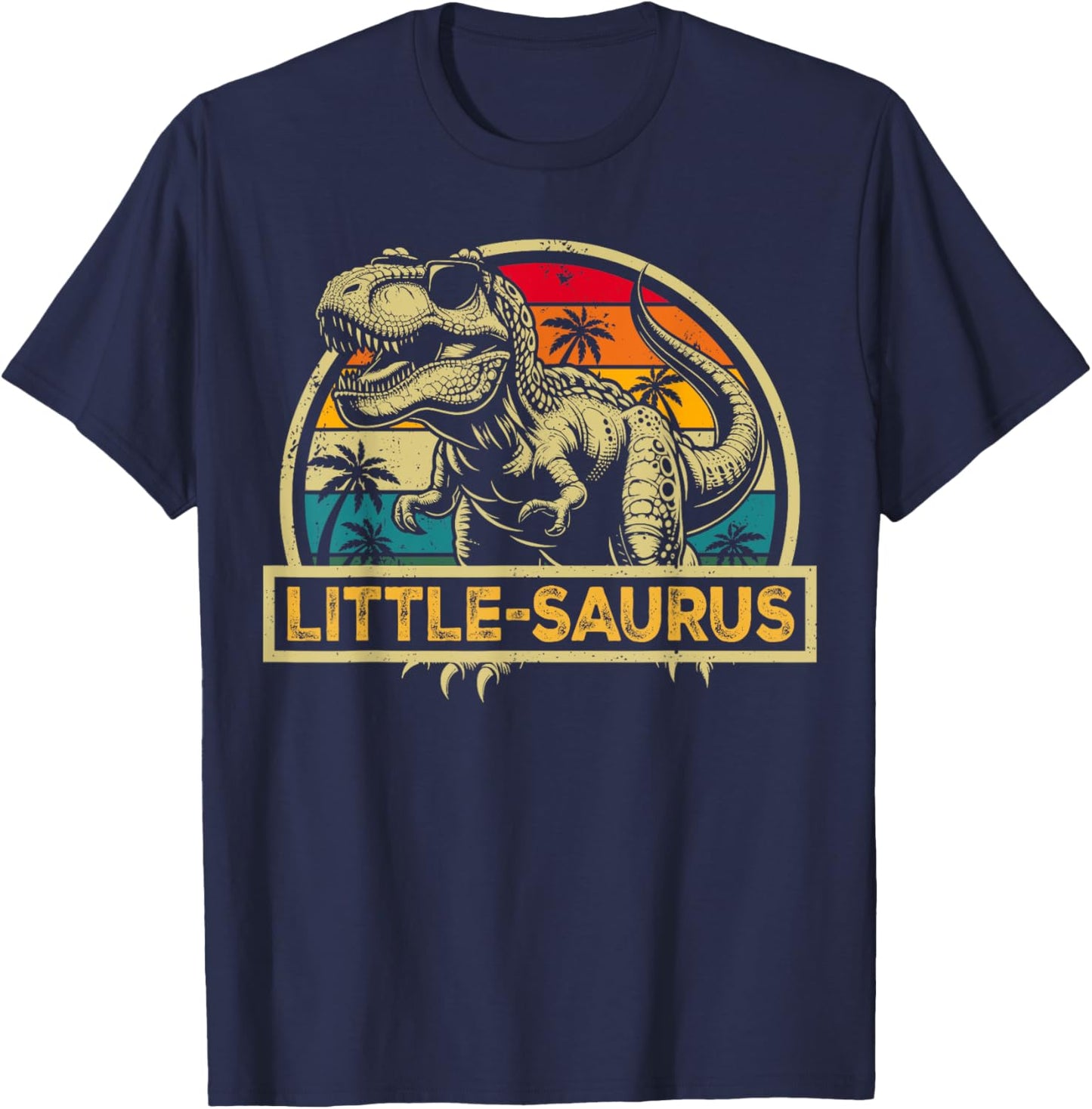 Little-saurus T Rex Dinosaur Little Saurus Family Matching T-Shirt - T-Shirt | Navy