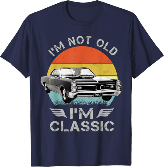 1966 66 GTO Classic Car Old School Muscle Car T-Shirt - T-Shirt | Navy