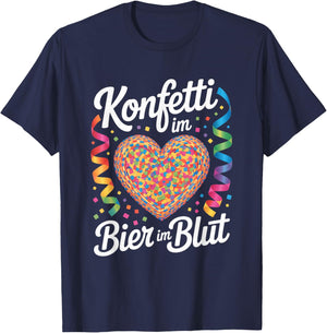 Carnival Beer Confetti Heart Party Alaaf T-Shirt - T-Shirt | Navy