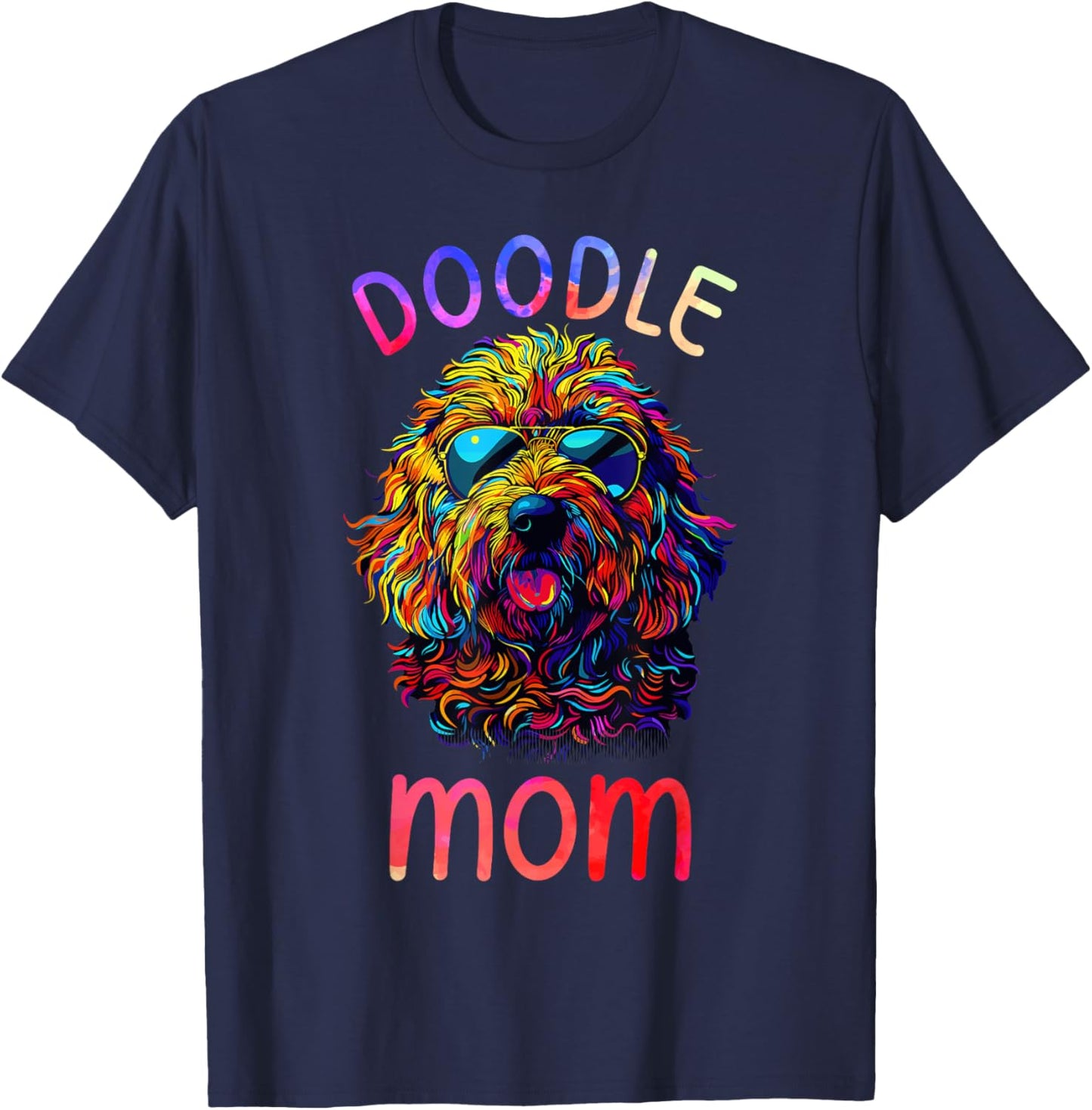 Goldendoodle Lovers Pop Art Sunglasses Goldendoodle Mom T-Shirt - T-Shirt | Navy