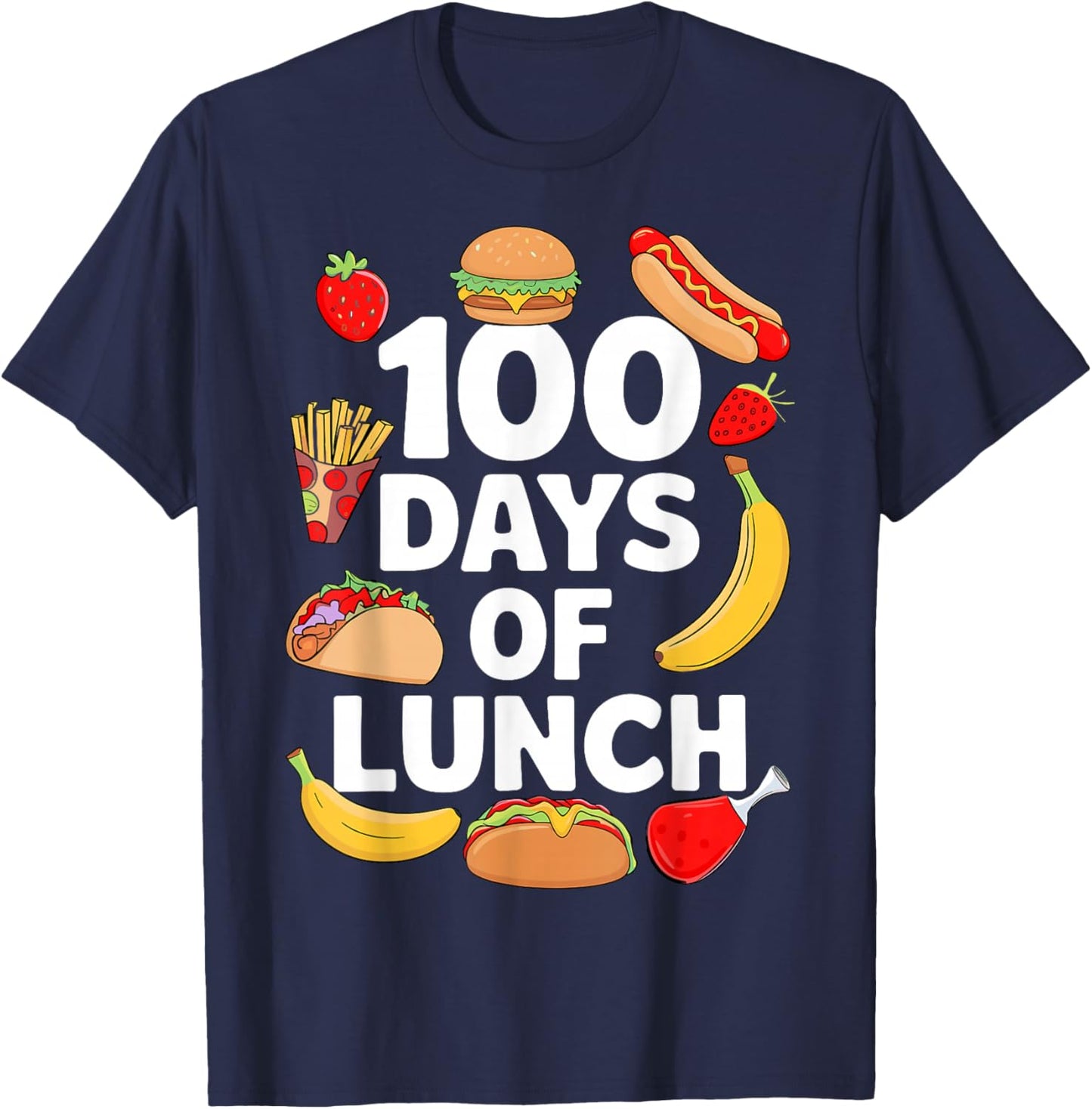 100 Days Of Lunch Lady Cafeteria Worker 100th Day Of School T-Shirt - T-Shirt | Navy