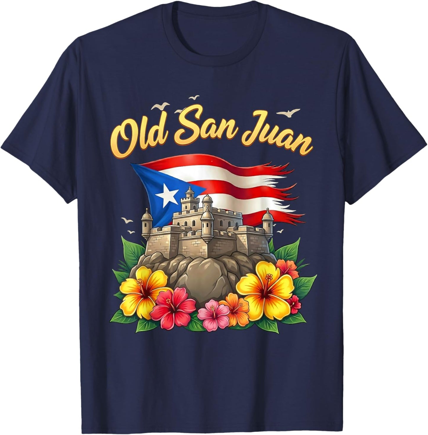 Old San Juan Puerto Rico Flag T-Shirt - T-Shirt | Navy