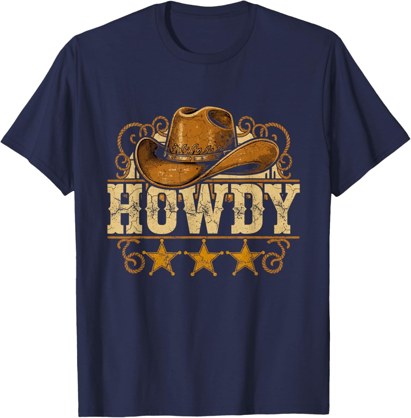 Cowboy Hat Western Country Howdy Cowboy T-Shirt - T-Shirt | Navy