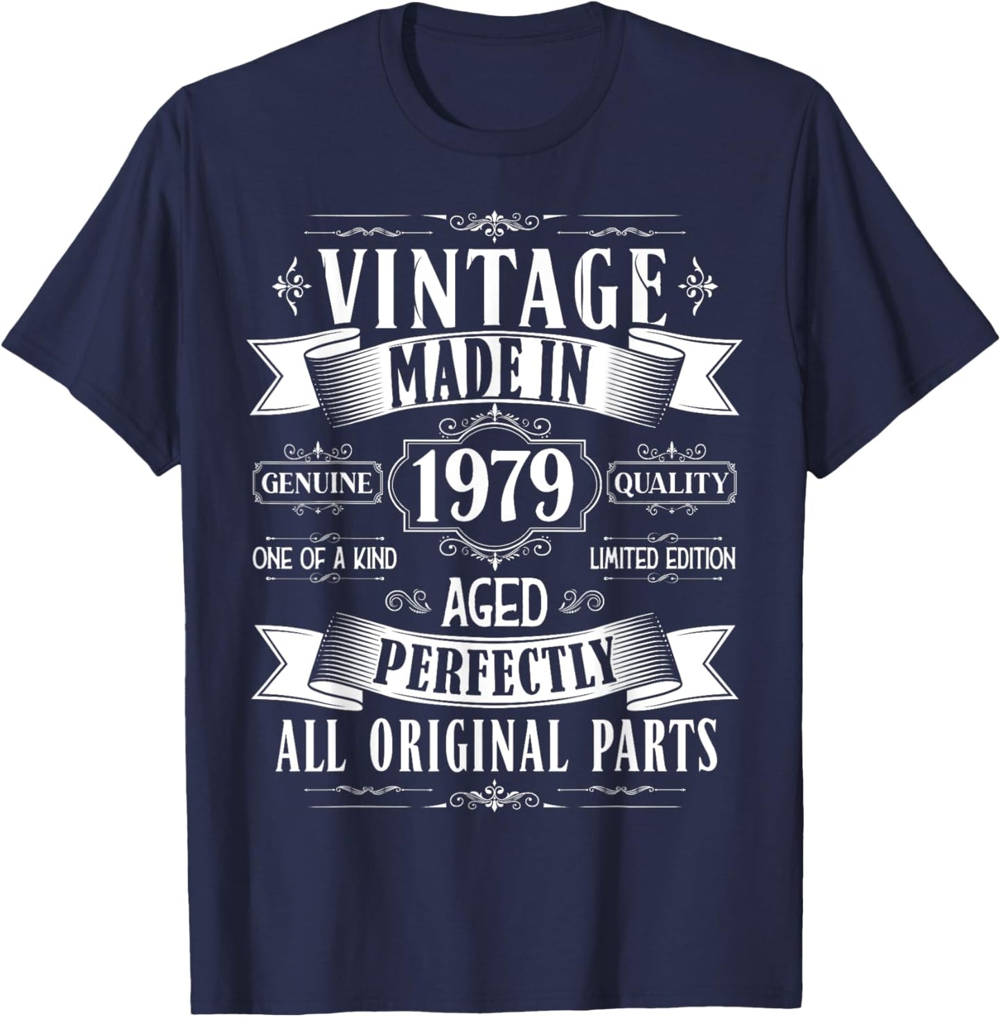 Vintage 46th birthday men Born 1979 46 years old Bday T-Shirt - T-Shirt | Navy