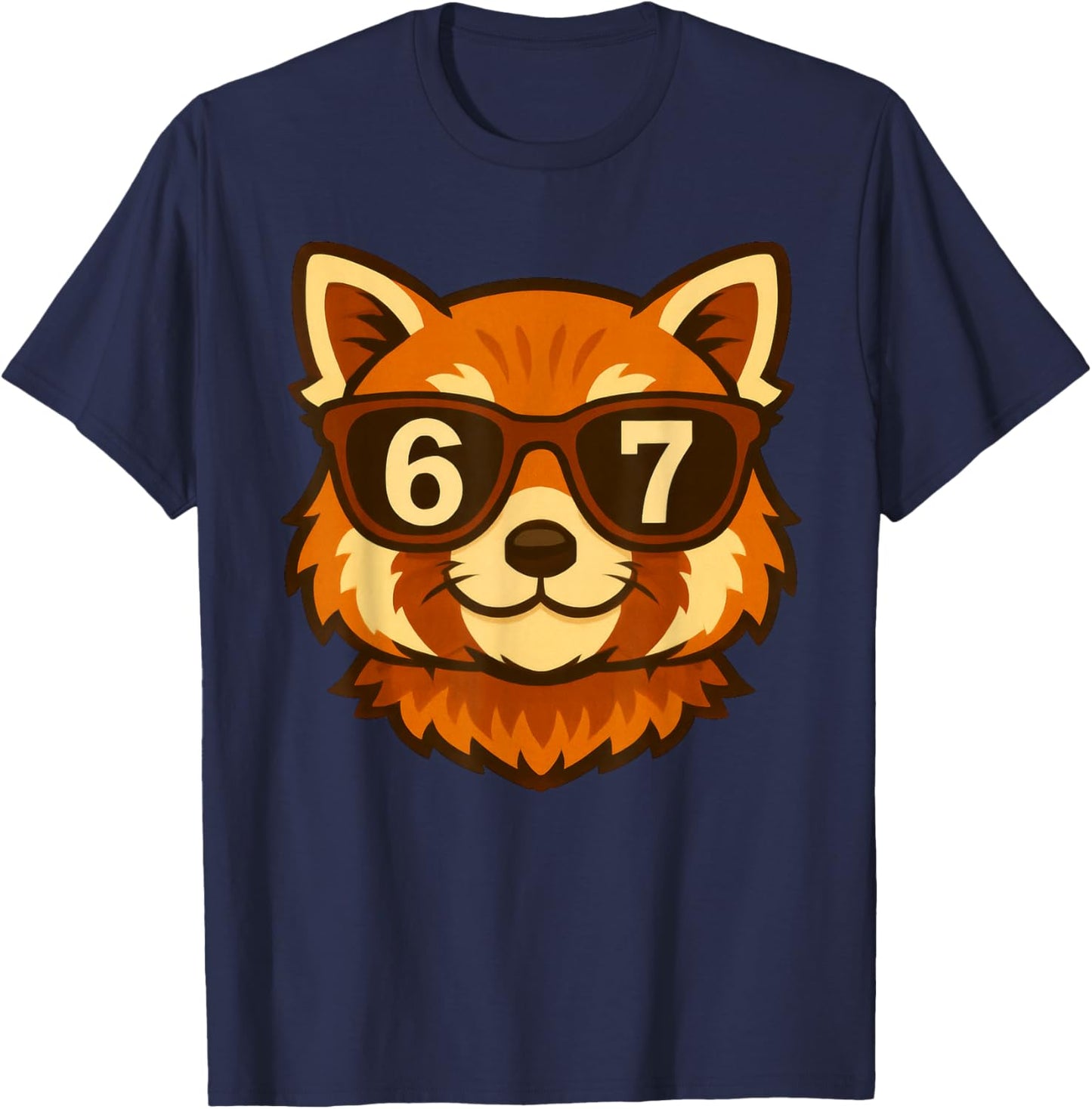 Funny Red Panda Sunglasses 67 Six Seven Meme T-Shirt - T-Shirt | Navy