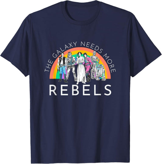 Star Wars Rainbow Rebel Group Poster T-Shirt - T-Shirt | Navy