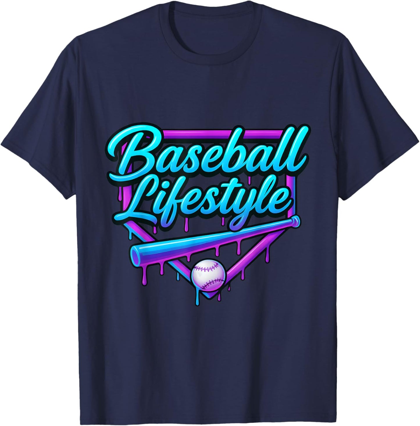 Baseball Life Style Apparel Youth Baseball Drip Ice Cream T-Shirt - T-Shirt | Navy