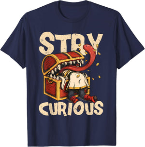 Funny Frieren Elf Anime Treasure Stay Curious T-Shirt - T-Shirt | Navy