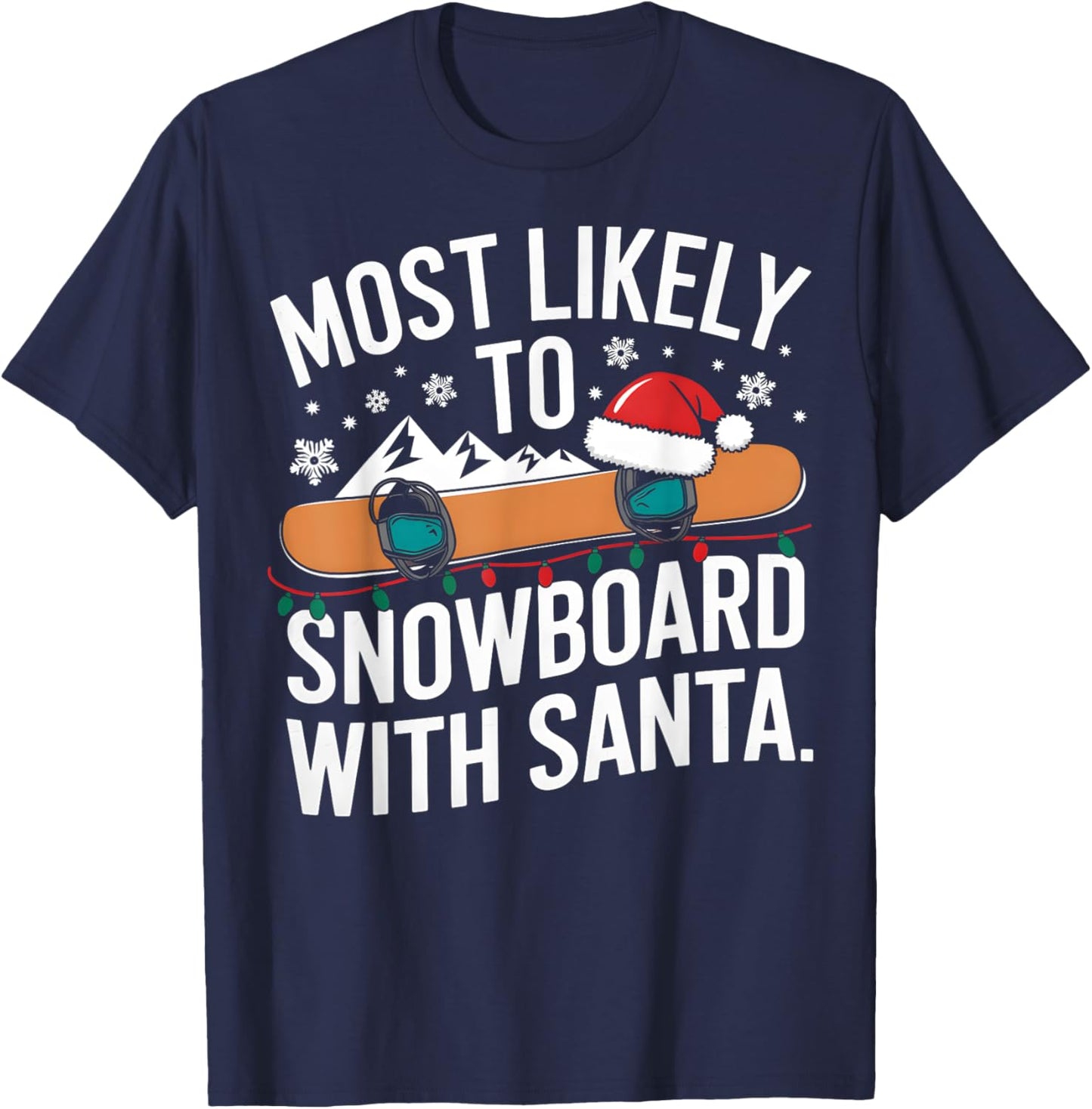 Santa Snowboarding Christmas Winter Sports Humor Pajamas T-Shirt - T-Shirt | Navy