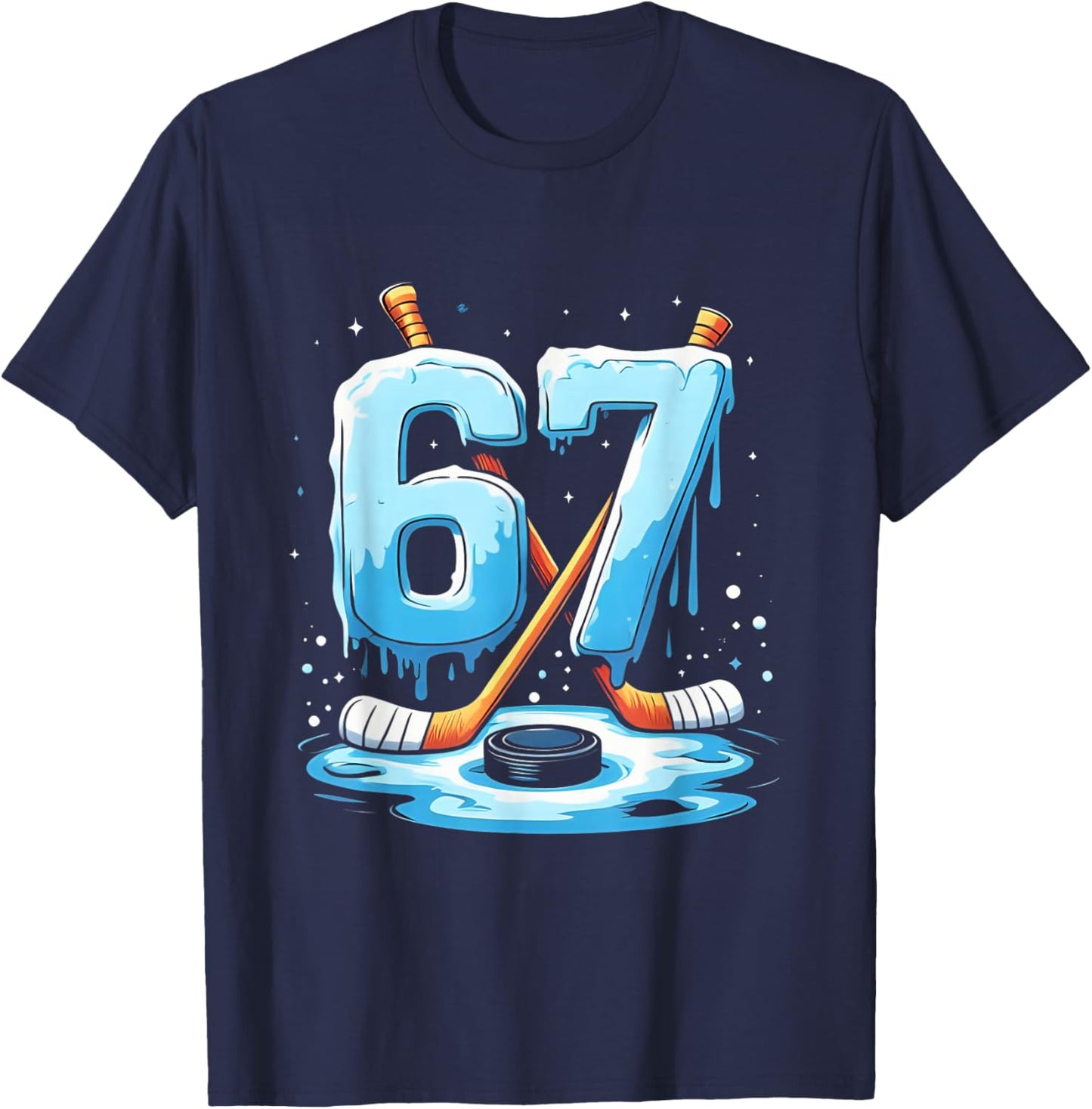 67 Hockey Ice Cream Drip Gen Alpha Slang Boys Men Women T-Shirt - T-Shirt | Navy