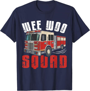 Wee Woo Squad Funny Firefighter Fire Truck Fireman Men Women T-Shirt - T-Shirt | Navy