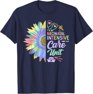 Neonatal Intensive Care Unit Funny Nurse Sun Flowers T-Shirt - T-Shirt | Navy