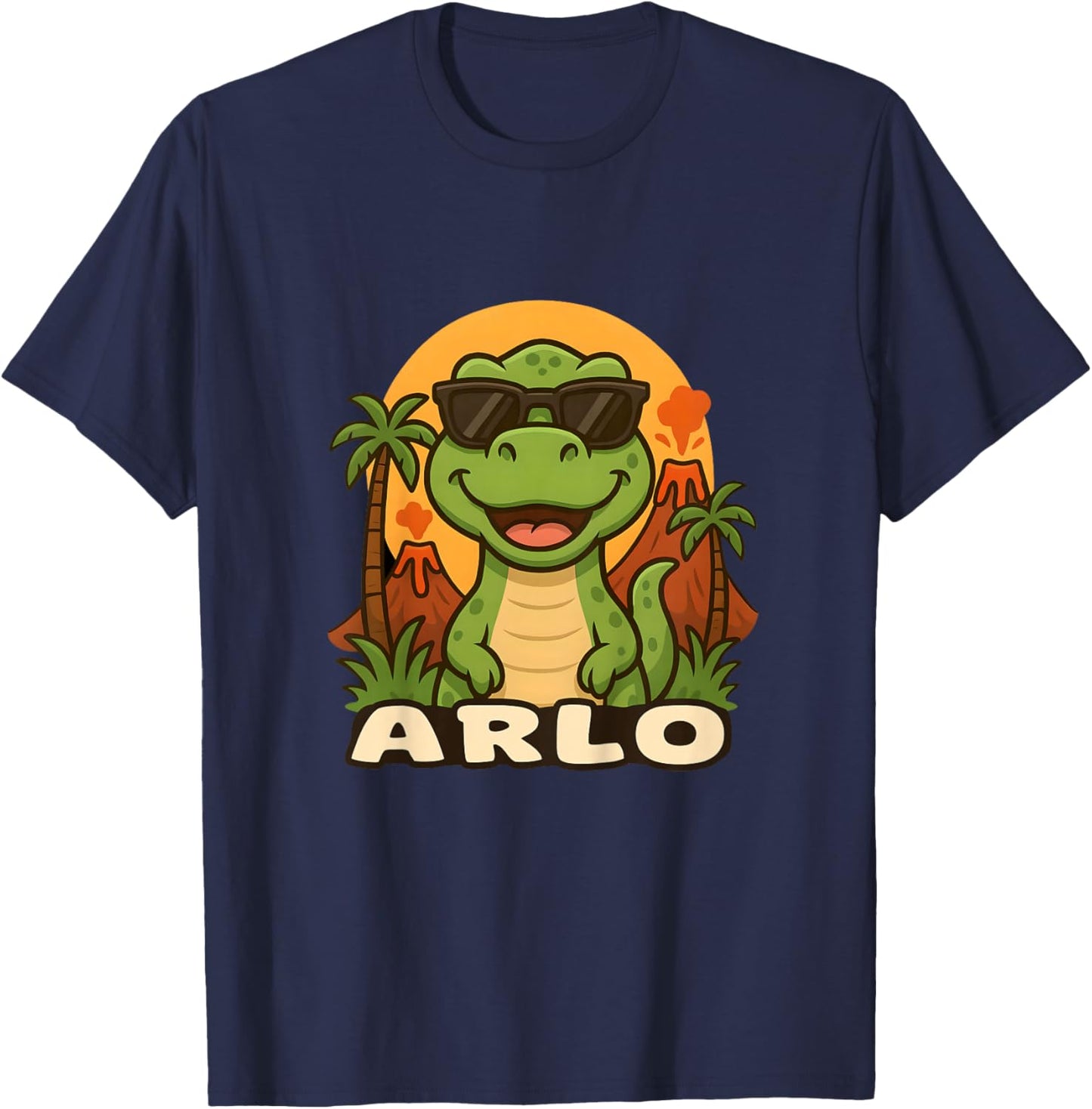 Kids Arlo - Dinosaur T-Rex Themed Design with Name for Kids T-Shirt - T-Shirt | Navy