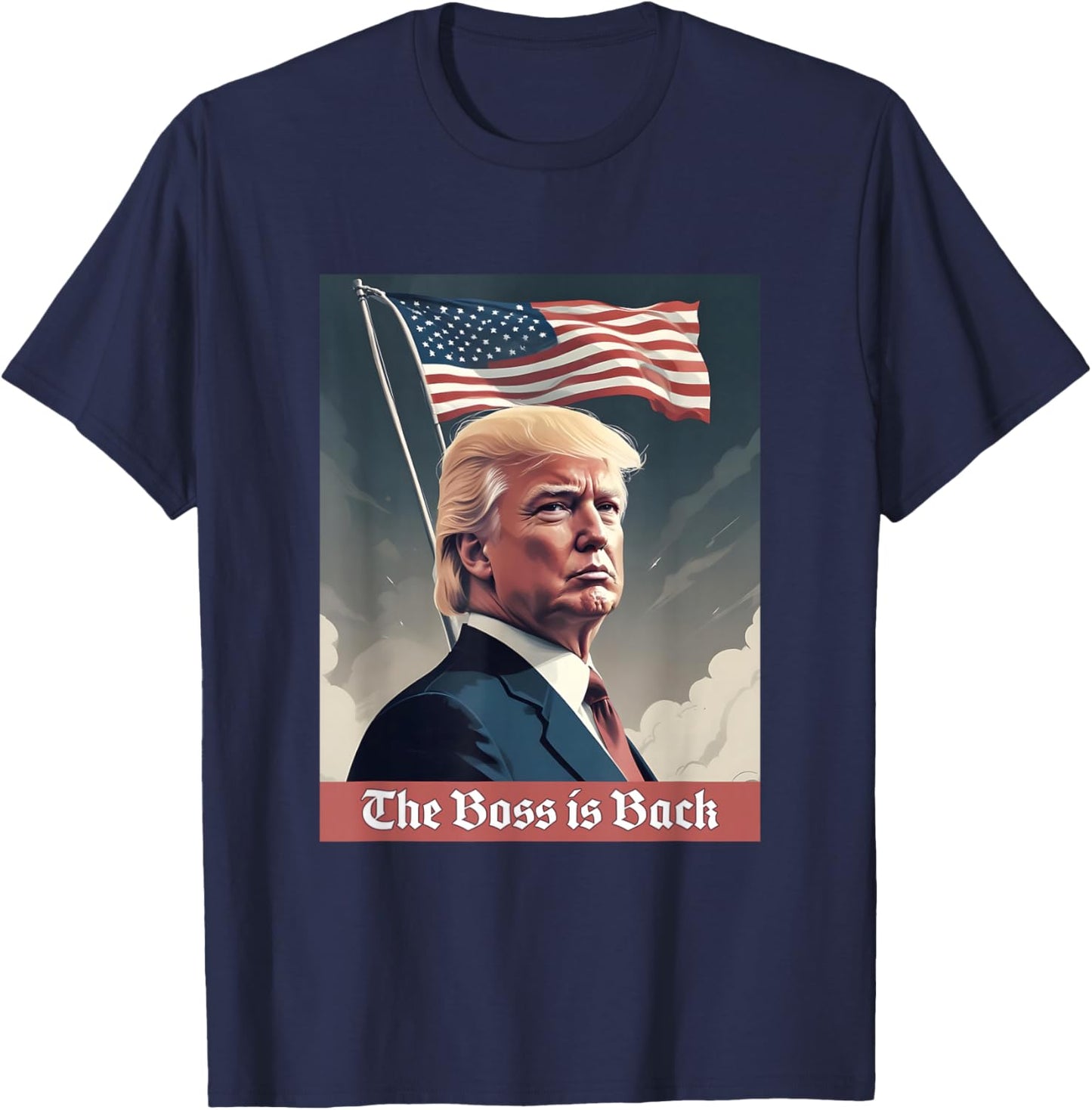 Trump 2024 President | The Boss is Back T-Shirt - T-Shirt | Navy