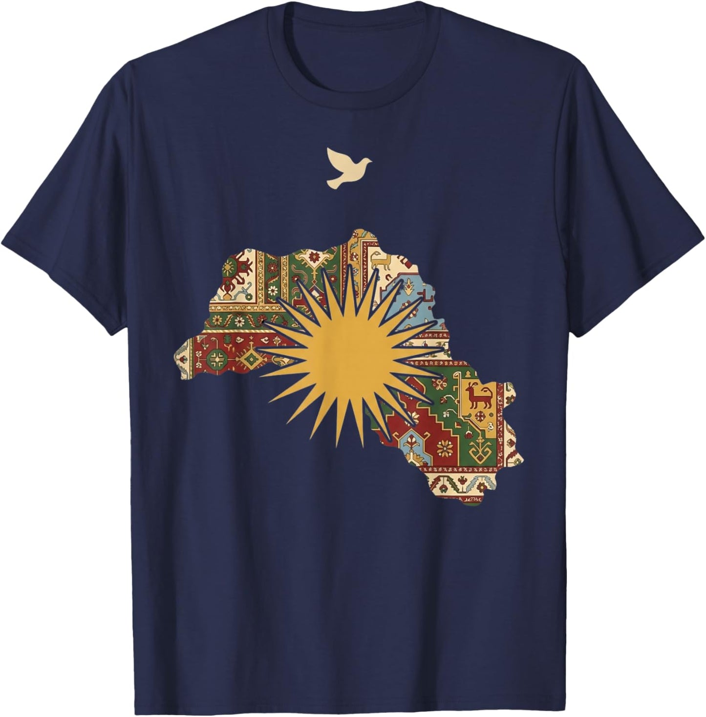 Kurdistan Karte Flagge Erbe Ethnischer Stolz Kurdische Kultur T-Shirt - T-Shirt | Navy