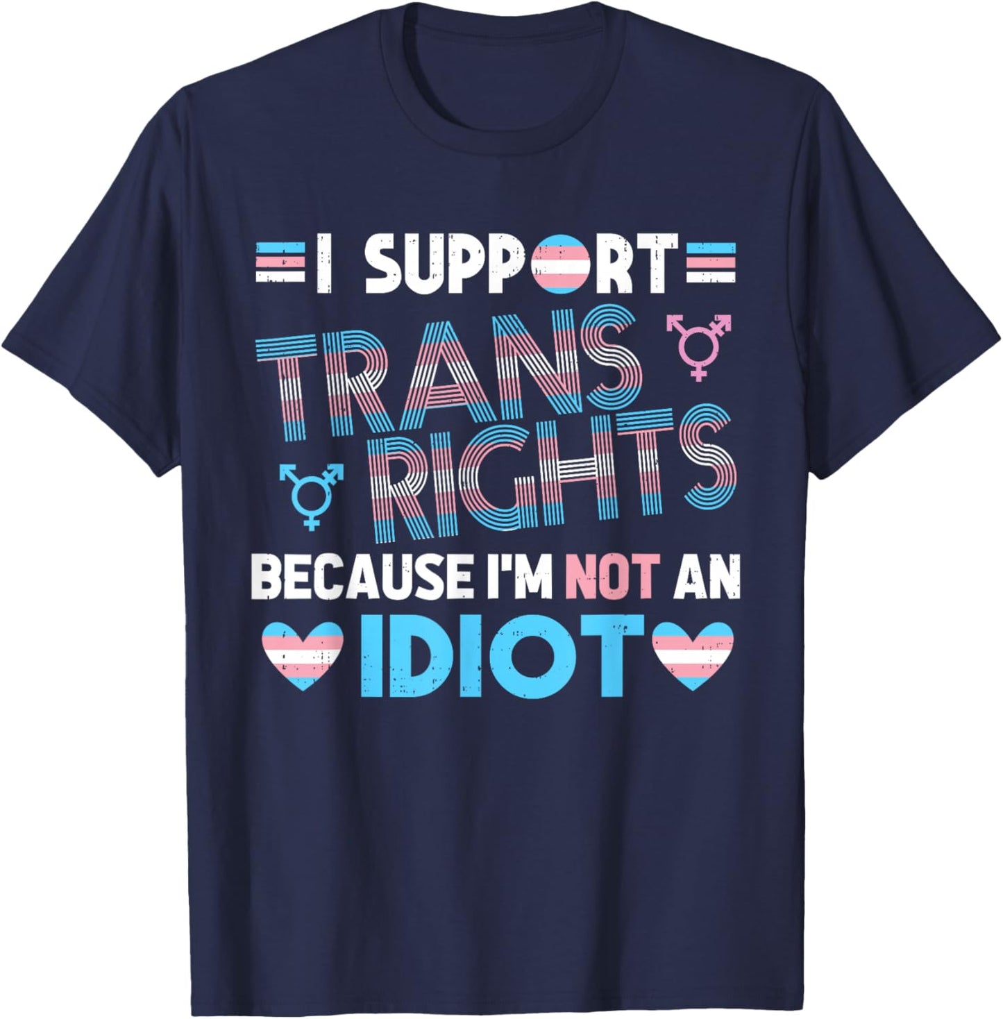 Support Transgender Pride Trans Rights Ally Gay LGBTQ Flag T-Shirt - T-Shirt | Navy
