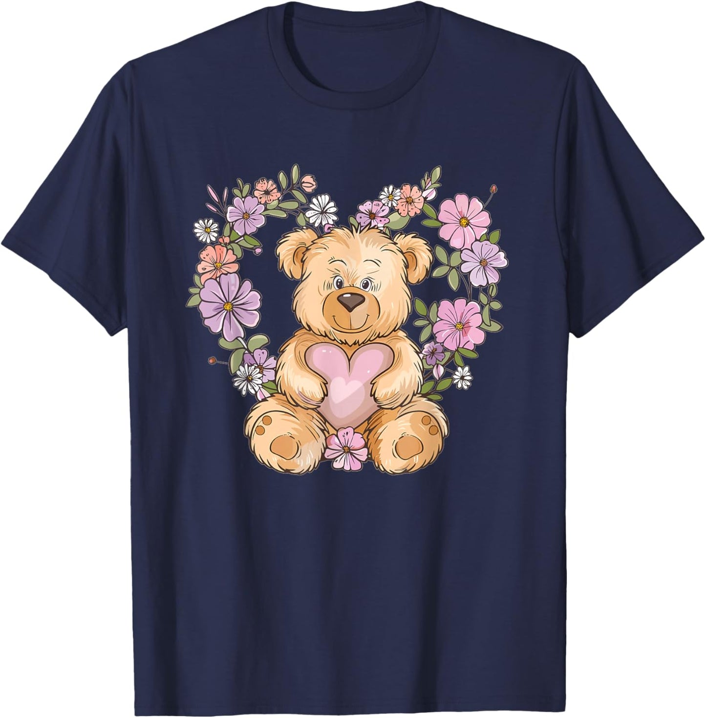 Cartoon Teddy I Cute Teddy Bear T-Shirt - T-Shirt | Navy