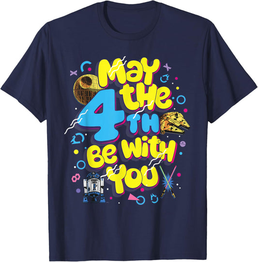 Star Wars May The 4th Be with You Groovy Vintage Retro T-Shirt - T-Shirt | Navy