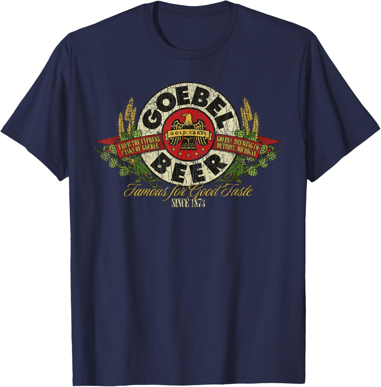 Vintage Funny Classic Beer Retro Goebel Drinking Lover T-Shirt - T-Shirt | Navy