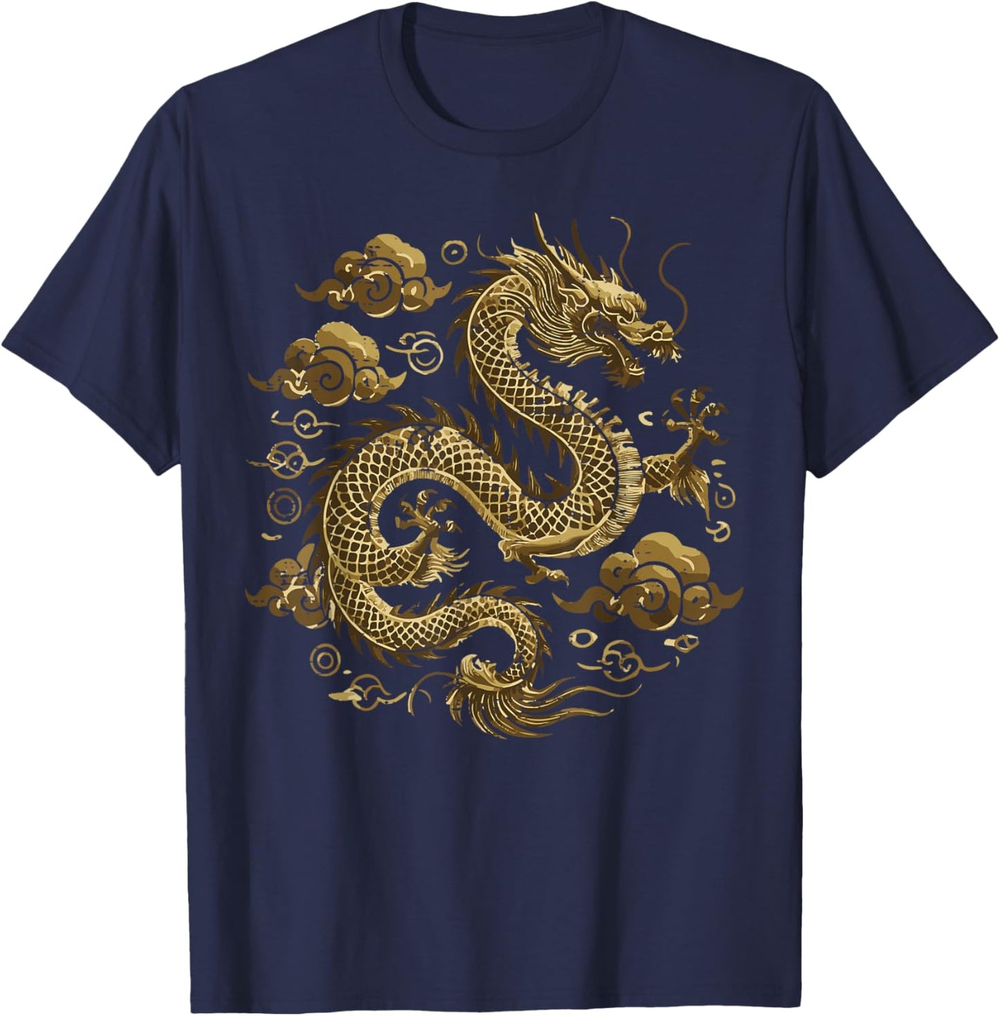 Dragon Asian Clouds Vintage Chinese Japanese Men Women Kids T-Shirt - T-Shirt | Navy