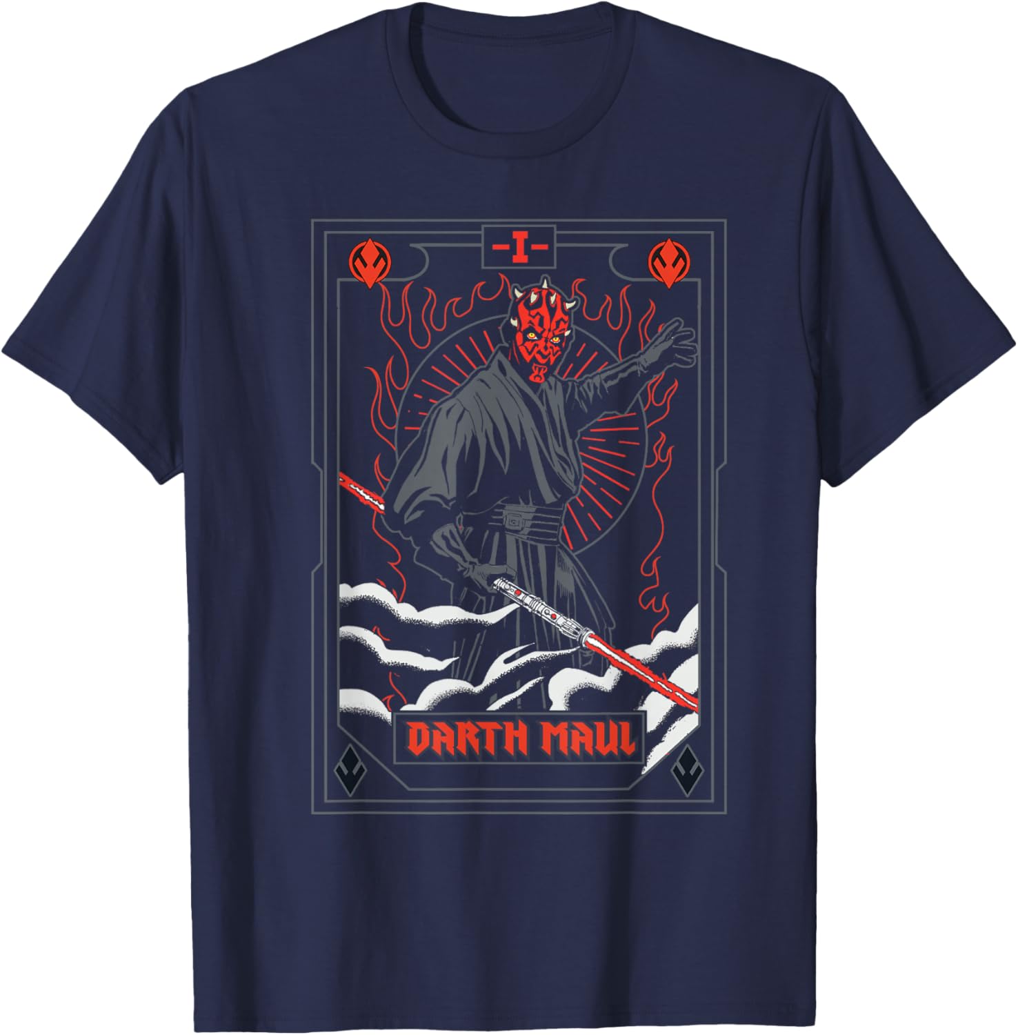 Star Wars The Phantom Menace Darth Maul Tarot Card T-Shirt - T-Shirt | Navy