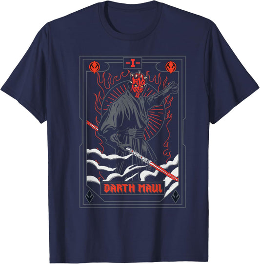 Star Wars The Phantom Menace Darth Maul Tarot Card T-Shirt - T-Shirt | Navy