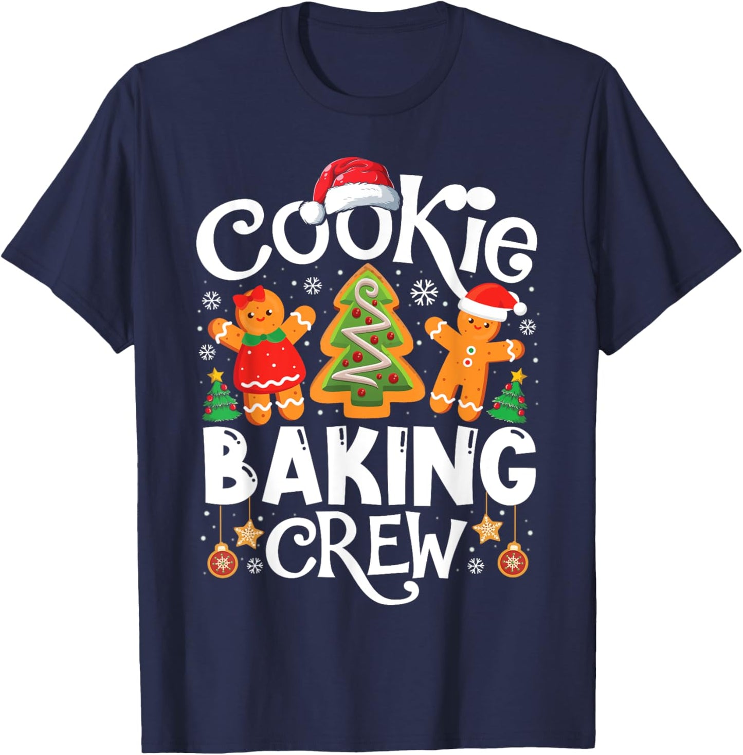 Cookie Baking Crew Cooking Lover Santa Xmas Gingerbread T-Shirt - T-Shirt | Navy