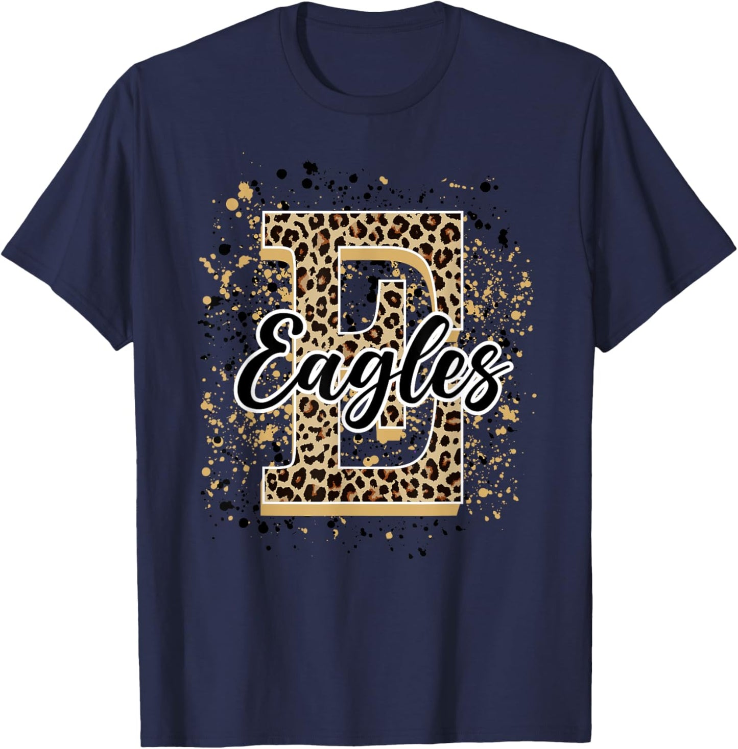 Eagles Splatter School Spirit Eagle Pride Gold Black Eagles T-Shirt - T-Shirt | Navy