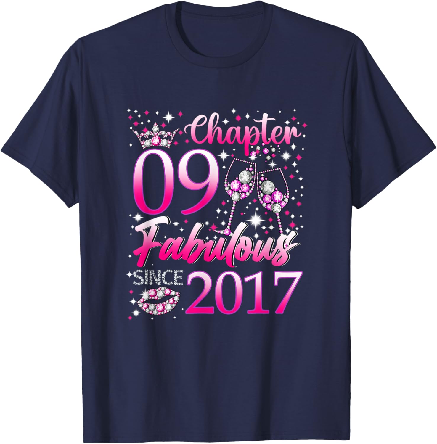 Chapter 9 Fabulous Since 2017 9th Birthday Women Girl T-Shirt - T-Shirt | Navy