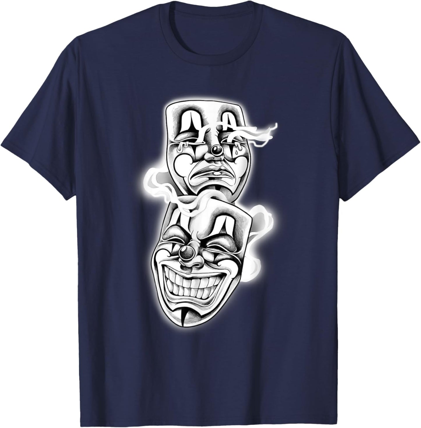 Laugh Now Cry Later Chicano Tattoo Flash T-Shirt - T-Shirt | Navy
