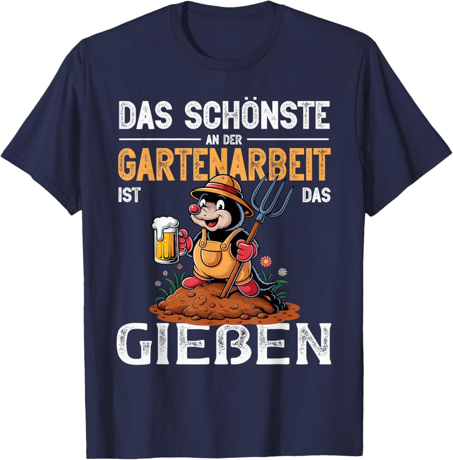 Gießen ist das Beste | Garten und Bier | Funny Gardener , black, S T-Shirt - T-Shirt | Navy