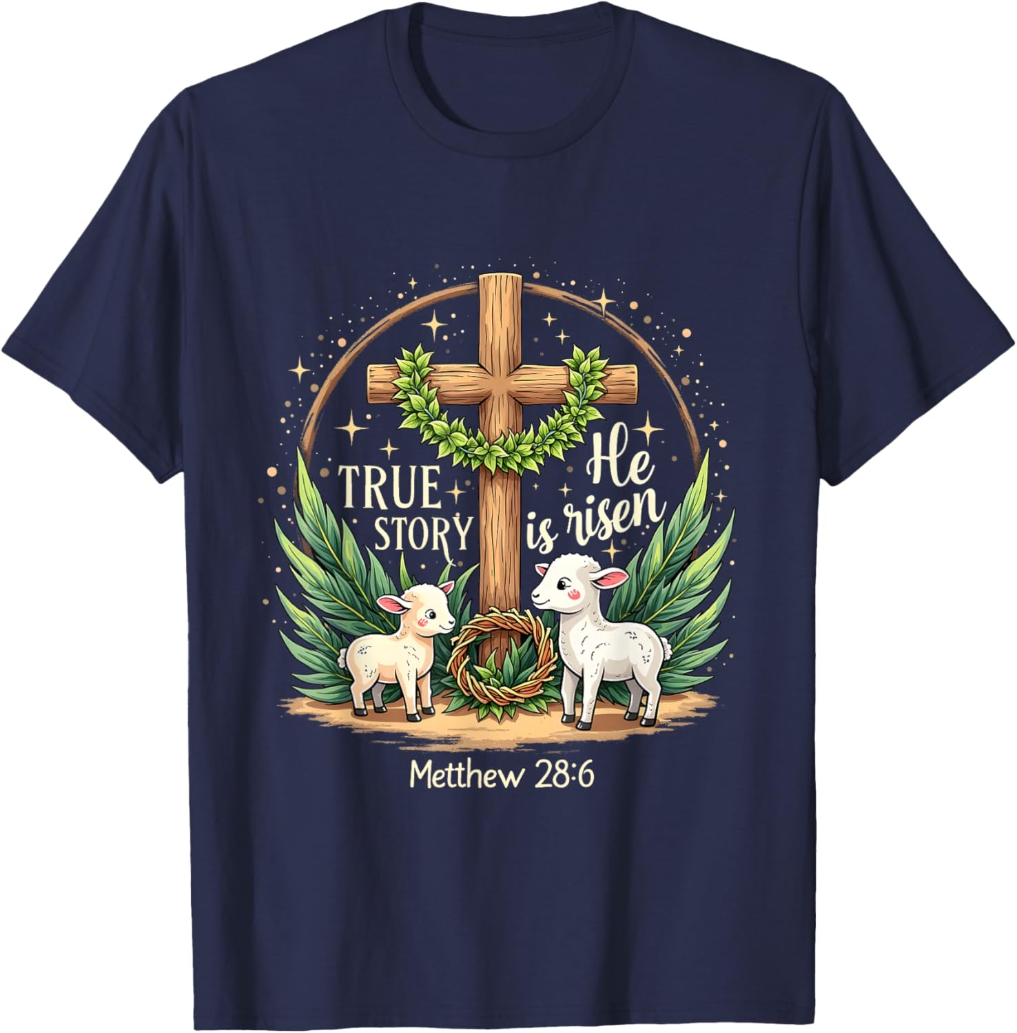 He Is Risen True Story Easter Coquette Vintage Christian T-Shirt - T-Shirt | Navy