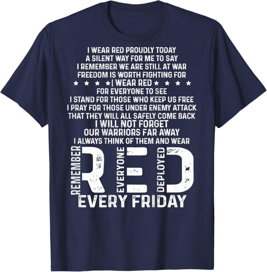 Red Friday Remember The Deployed Military Troops Poem T-Shirt - T-Shirt | Navy