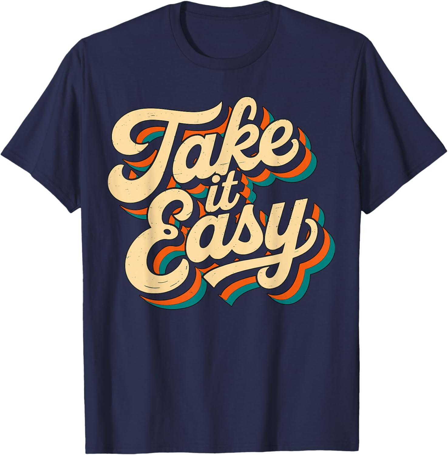 Take It Easy Retro Groovy T-Shirt - T-Shirt | Navy