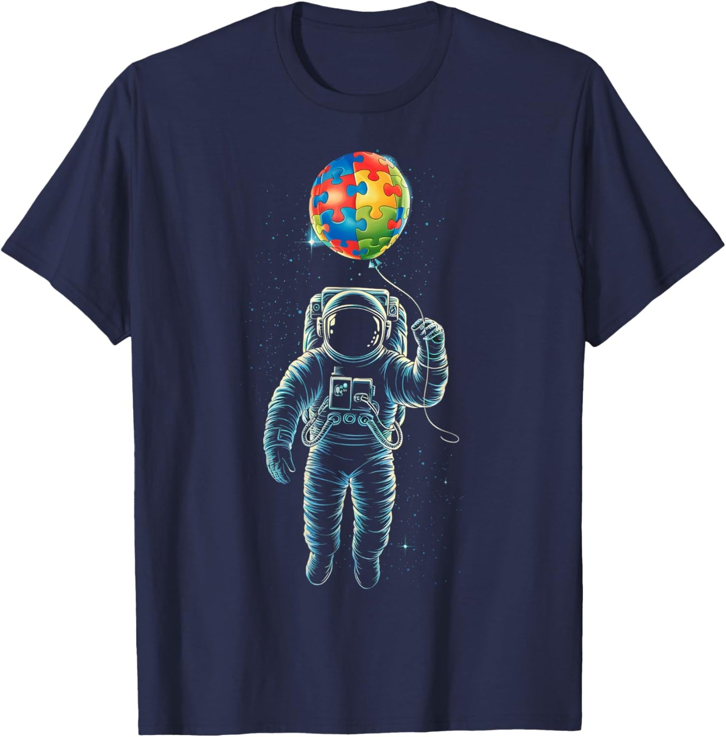Astronaut Balloon Autism Awareness Space Autistic Boys T-Shirt - T-Shirt | Navy
